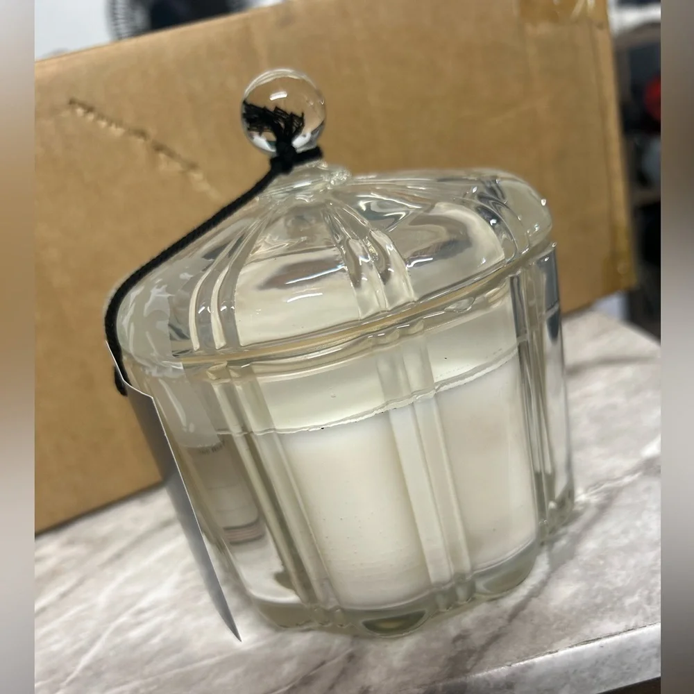 NWT Hearth&Hand 2 Wick Medium Glass with Lid Mulled Spice Jar Candle Clear 12oz